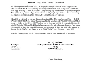 Công văn 10266/BCT-KHCN vướng mắc 32/2009/TT-BCT formaldehyt amin thơm sản phẩm dệt may