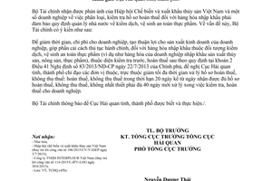 Công văn 13834/BTC-TCHQ phân loại kiểm tra hồ sơ hoàn thuế