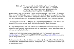 Công văn 10287/BCT-CNNg quy hoạch phân vùng thăm dò khai thác quặng vàng đồng niken molipden 2015