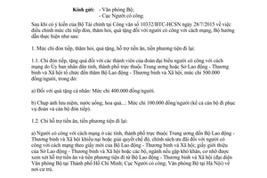 Công văn 4103/LĐTBXH-KHTC chính sách tiếp thăm tặng quà hỗ trợ tiền ăn phương tiện người có công