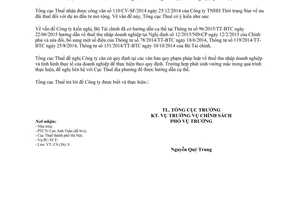 Công văn 4211/TCT-CS ưu đãi thuế đối với dự án đầu tư mở rộng 2015