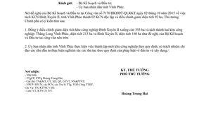 Công văn 1815/TTg-KTN giảm diện tích khu công nghiệp 2015