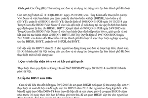Công văn 2262/BHXH-PTcấp thẻ bảo hiểm y tế đối tượng cùng tham gia bảo hiểm xã hội Hà Nội 2015
