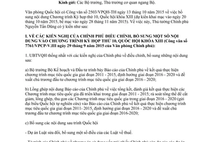 Công văn 8496/VPCP-V.III bổ sung nội dung Kỳ họp thứ 10 QH khóa XIII 2015