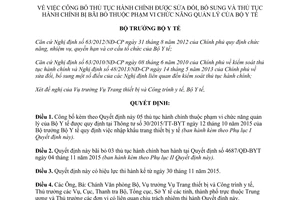 Quyết định 5055/QĐ-BYT công bố thủ tục hành chính được sửa đổi bổ sung bị bãi bỏ