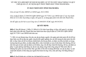 Quyết định 4950/2015/QĐ-UBND sửa đổi điều lệ tổ chức hoạt động quy chế quản lý sử dụng quỹ phát triển đất Thanh Hóa