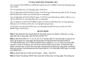 Quyết định 59/2015/QĐ-UBND quy định quản lý nhiệm vụ khoa học công nghệ cấp tỉnh sử dụng ngân sách Phú Yên