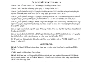 Quyết định 2969/QĐ-UBND hoạt động khoa học công nghệ tSơn La 2016 2020 2015