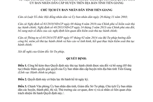Quyết định 3194/QĐ-UBND công bố thủ tục hành chính của ủy ban nhân dân huyện Tiền Giang 2015