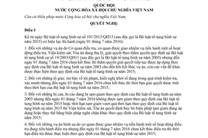 Nghị quyết 110/2015/QH13 thi hành Bộ luật tố tụng hình sự