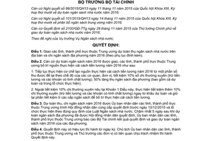 Quyết định 2502/QĐ-BTC giao dự toán thu chi ngân sách nhà nước 2016 2015