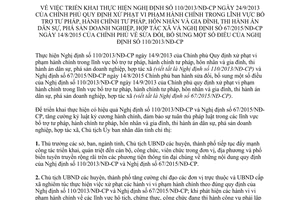 Chỉ thị 14/CT-UBND xử phạt vi phạm hành chính Quảng Ngãi 2015