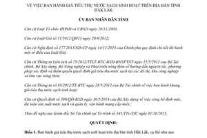 Quyết định 45/2015/QĐ-UBND giá tiêu thụ nước sạch sinh hoạt Đắk Lắk