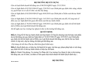 Quyết định 1376/QĐ-BXD công bố thủ tục hành chính của bộ xây dựng 2015