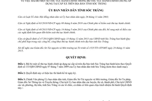 Quyết định 2751/QĐ-UBND bãi bỏ thủ tục hành chính áp dụng cấp xã Sóc Trăng 2016