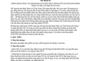 Kế hoạch 1066/KH-BCĐTƯVSATTP an toàn vệ sinh thực phẩm trong dịp Tết Nguyên đán 2016 2015