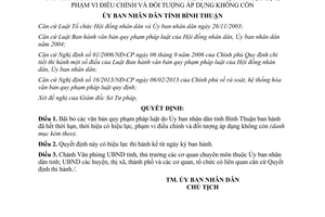 Quyết định 3408/QĐ-UBND bãi bỏ văn bản quy phạm pháp luật do Ủy ban nhân dân tỉnh Bình Thuận 2015