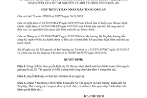 Quyết định 4256/QĐ-UBND thủ tục hành chính mới sở tài nguyên môi trường Long An 2015