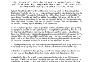 Thông báo 351/TB-VPCP quản lý quy hoạch kiến trúc đầu tư xây dựng dự án Ba Đình Hà Nội 2015