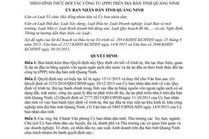 Quyết định 3456/2015/QĐ-UBND thủ tục dự án đầu tư nguồn vốn ngoài ngân sách đối tác công tư Quảng Ninh