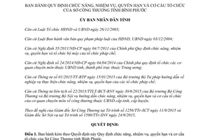 Quyết định 39/2015/QĐ-UBND cơ cấu tổ chức của Sở Công Thương tỉnh Bình Phước