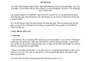 Kế hoạch 110/KH-SYT thực hiện đổi mới phong cách thái độ phục vụ cán bộ y tế Bà Rịa Vũng Tàu 2015