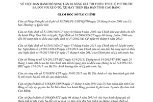 Quyết định 1022/QĐ-STC sửa đổi bổ sung lần 10 bảng giá tối thiểu tính lệ phí trước bạ Cao Bằng 2015