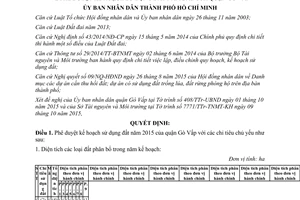 Quyết định 5580/QĐ-UBND phê duyệt kế hoạch sử dụng đất quận Gò Vấp Hồ Chí Minh 2015