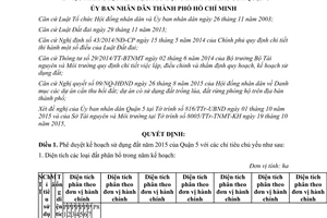 Quyết định 5598/QĐ-UBND kế hoạch sử dụng đất năm 2015  quận 5 thành phố Hồ Chí Minh 2015