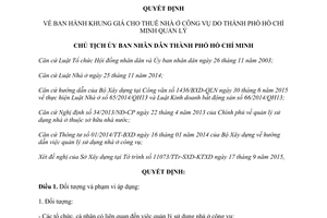 Quyết định 5614/QĐ-UBND khung giá cho thuê nhà ở công vụ Hồ Chí Minh quản lý 2015