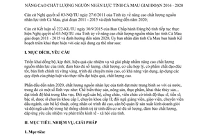 Kế hoạch 57/KH-UBND nâng cao chất lượng nguồn nhân lực Cà Mau 2016 2020