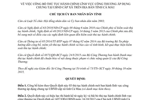 Quyết định 1714/QĐ-UBND thủ tục hành chính công thương áp dụng tại Ủy ban nhân dân cấp xã Cà Mau