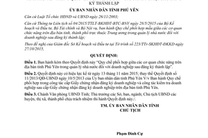 Quyết định 46/2015/QĐ-UBND quy chế phối hợp cơ quan chức năng quản lý doanh nghiệp sau đăng ký thành lập Phú Yên