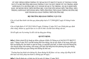 Quyết định 3929/QĐ-BGTVT đính chính Thông tư 46/2015/TT-BGTVT phương tiện giao thông trên đường bộ