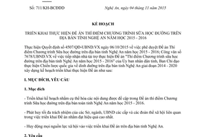 Kế hoạch 711/KH-BCĐDD Đề án Thí điểm Chương trình Sữa học đường Nghệ An năm học 2015 2016