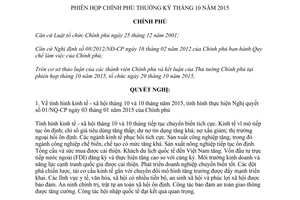 Nghị quyết 79/NQ-CP phiên họp Chính phủ thường kỳ tháng 10 2015