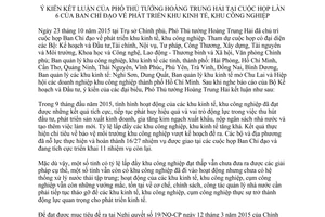 Thông báo 352/TB-VPCP ý kiến Phó Thủ tướng Hoàng Trung Hải cuộc họp 6 phát triển khu kinh tế công nghiệp 2015