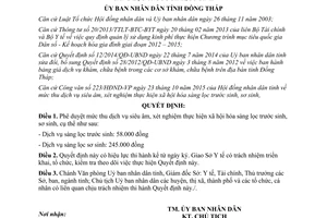 Quyết định 1251/QĐ-UBND-HC mức thu dịch vụ siêu âm xét nghiệm sàng lọc trước sinh sơ sinh Đồng Tháp 2015