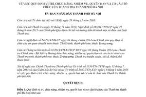 Quyết định 33/2015/QĐ-UBND quy định vị trí chức năng nhiệm vụ quyền hạn cơ cấu tổ chức thanh tra  Hà Nội