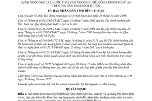 Quyết định 59/2015/QĐ-UBND sử dụng nước dưới đất nước mặt xả nước thải tỉnh Bình Thuận