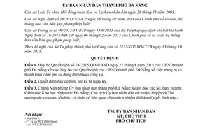 Quyết định 8268/QĐ-UBND hủy bỏ Quyết định 24/2015/QĐ-UBND Đà Nẵng