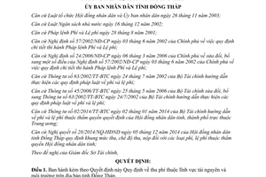 Quyết định 52/2015/QĐ-UBND thu phí thuộc lĩnh vực tài nguyên và môi trường Đồng Tháp