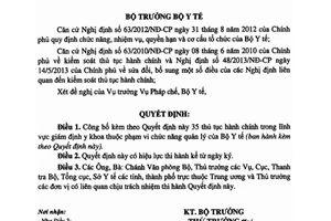 Quyết định 4690/QĐ-BYT thủ tục hành chính lĩnh vực giám định y khoa 2015