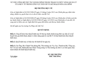 Quyết định 4691/QĐ-BYT thủ tục hành chính thuộc quản lý bộ y tế lĩnh vực dân số và kế hoạch hóa gia đình 2015
