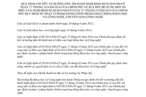 Thông tư 20/2015/TT-BKHCN hướng dẫn Nghị định 93/2014/NĐ-CP phạt vi phạm hành chính khoa học công nghệ