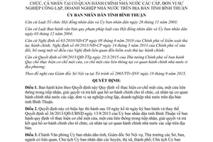 Quyết định 60/2015/QĐ-UBND thực hiện cơ chế một cửa liên thông giải quyết hồ sơ hành chính Bình Thuận