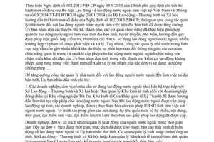 Chỉ thị 18/2015/CT-UBND tăng cường công tác quản lý nhà nước lao động nước ngoài Gia Lai