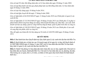 Quyết định 30/2015/QĐ-UBND quy định quản lý cây xanh Bến Tre