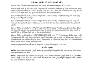 Quyết định 47/2015/QĐ-UBND ban hành quy chế phối hợp kiểm soát thủ tục hành chính Phú Yên