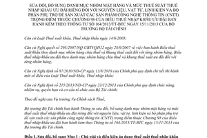 Thông tư 164/2015/TT-BTC sửa đổi danh mục thuế suất nhập khẩu công nghệ thông tin biểu thuế Thông tư 164/2013/TT-BTC